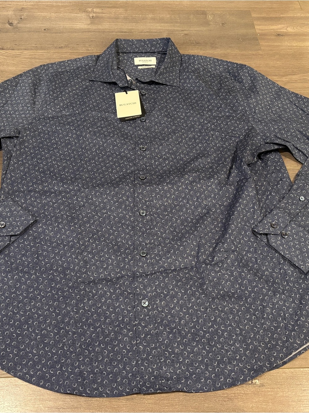 Bugatchi Navy Micro-Pattern Button-Down Shirt